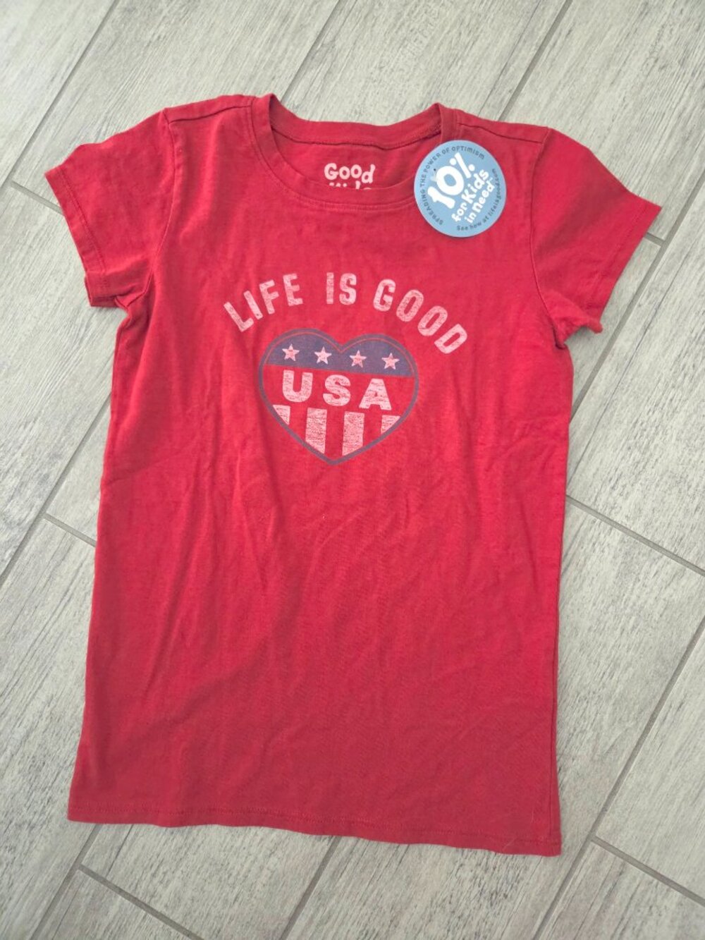 Good Kids by Life is Good USA Graphic Short Sleeve T-Shirt Red Size M 7-8